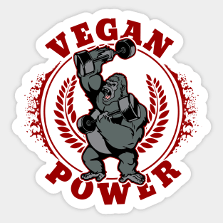 Vegan Power Bodybuilder Gorilla Sticker